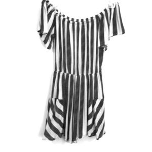 Flowy striped off shoulder romper